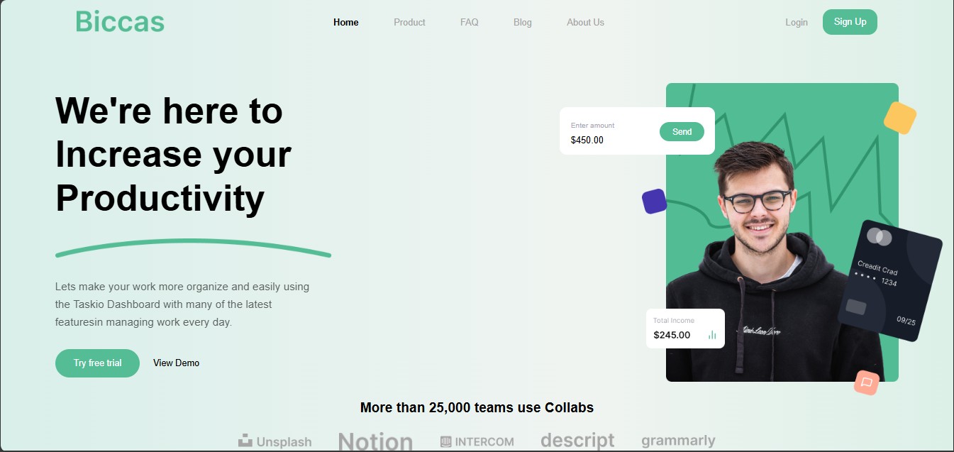Biccas Dashboard Website